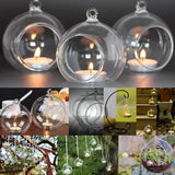 3/6/12 Pcs Transparent Glass Candle Holder Flower Hanging Ball Vase Glass Ball Tea Light Holder for Home Wedding Party Decor