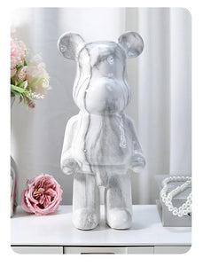 28cm Aesthetic Bear Figurine Resin Marbling Violent Bear Statue Sculpture Decor Luxury Living Room Decoration Home Ornament