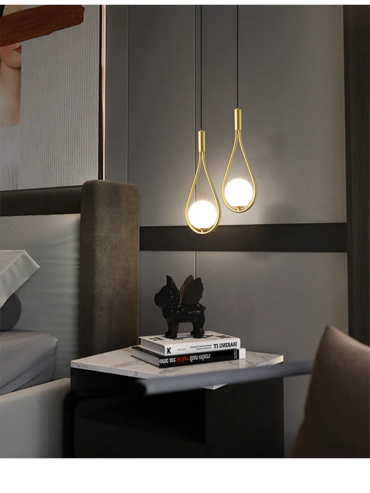 Black Pendant Lighting for Bedroom Bedside Shop Restaurant Decoration Hanging Lamp Modern Ceiling Chandelier Hotel Glass Ball