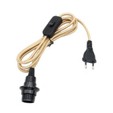 AC 220V European Plug Power Cords Fabric Braided Covered With Switch E14 Threaded Bulb Lamp Holder for Hanging Light Cord Kits