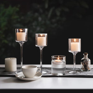 3PCS Glass Candle Holders Set Tealight Candle Holder for Home Wedding Table Centerpieces Crystal Holder Dinner Table Setting