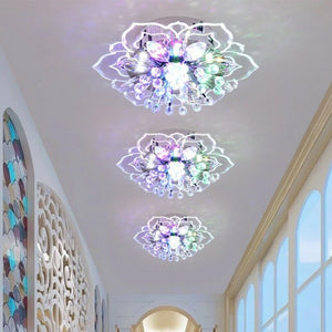 Modern Light Flower Shape Ceiling Crystal Chandelier Bedroom Living Room Interior Hallway Kitchen LED  Lighting