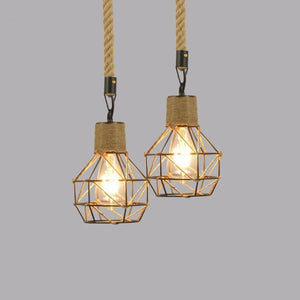 Vintage Iron Hemp Rope Iron Frame Single Head  Pendant Lights Dining Room Hot Pot Restaurant Retro Industrial Style Pendant Lamp