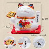 5 inch Ceramic Fortune Cat Waving Hand Lucky Cat Plutus Cat Battery Powered Feng Shui Maneki Neko Best Gift Home Decoration