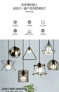 Nordic Black Pendant Lights Industrial Vintage Loft Hanging Lamp Iron Art Kitchen Island cafe Bar Table Dining Room Chandelier