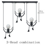 Pendant Lights Nordic Little Iron Man Hanging Lamp Retro Loft Lighting for Children's Room Kitchen Restaurant Coffee Bar Home