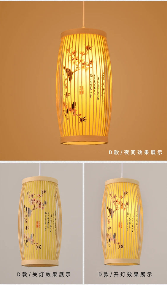 Bamboo Pendant Lamp Chandelier Chinese Style Tea Room Hotel Living Room Restaurant Bamboo Lamp Home Decor Lighting Fixtures Hot