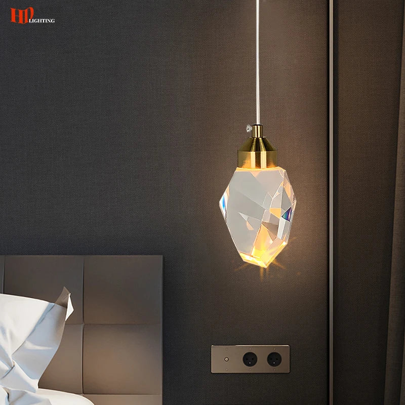 HD Luxury Pendant Lights For Dining Living Room Bedroom Bedside Kitchen Cafe Bar Indoor Decor LED Crystal Hanging Ceiling Lamps