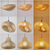 Bamboo Hanging Lamp Pendant Ceiling Light Rattan Wicker Lustre Hand Knit Braiding Suspended Home Dining люстра потолочная