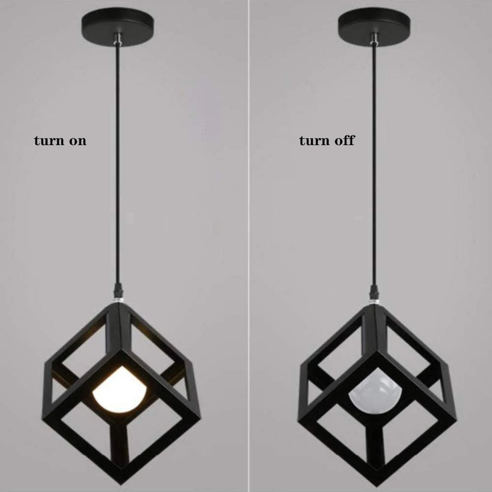 Geometric Vintage Pendant Ceiling Light, Industrial Retro Metal Hanging Lamp, E27 Base Lighting Fixture